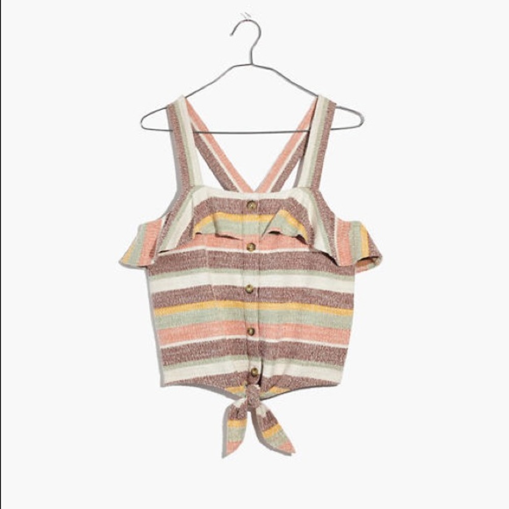 Texture & Thread Ruffle Tie Front Tank